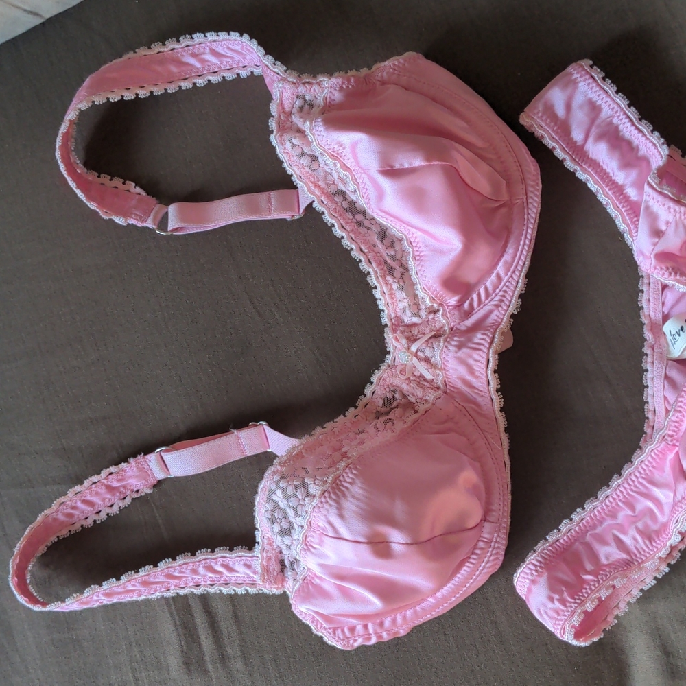 For Love and For Lemons Unlined Pink Bra and Panties, Size S